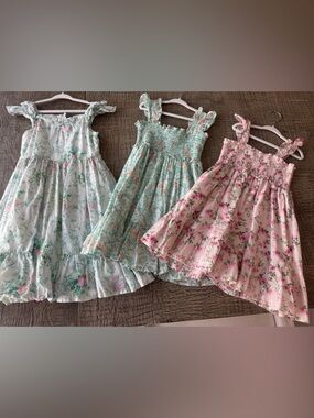 Janie + Jack Spring Floral Tiered Sundress Trio - Pink, Mint & White 3
